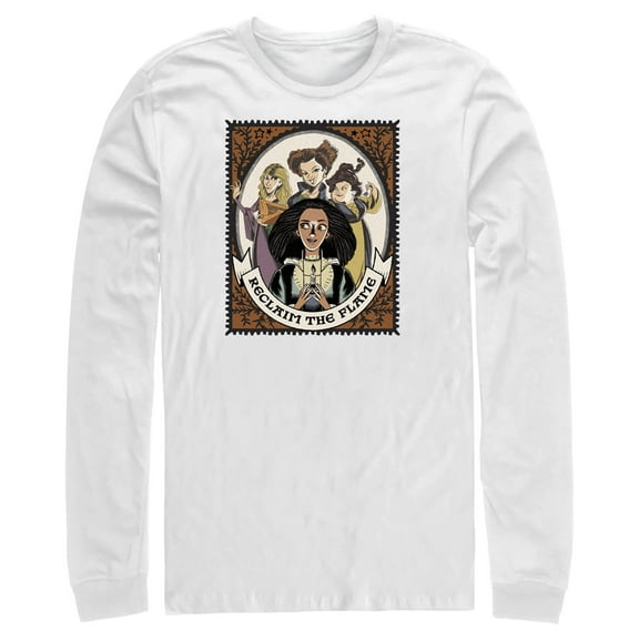 Men's Hocus Pocus 2 Reclaim the Flame Stamp Long Sleeve Shirt White 2X Large