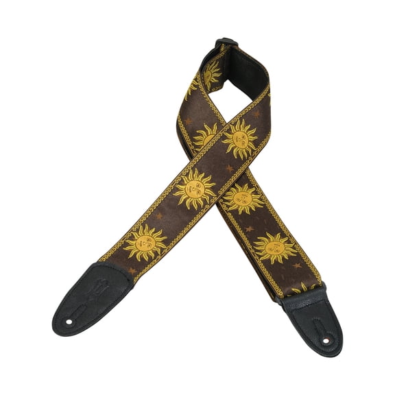Levy's 2inch Wide Sun Design Brown Jacquard Guitar Strap