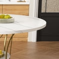 thumbnail image 4 of Ciphrias Extendable Round Dining Table 43-59 Inch, Marble Veneer Top with Storage Shelf Gold Metal Frame for Dining Room Kitchen, 4 of 8
