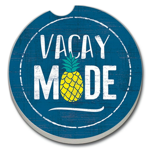 Absorbent Stoneware Car Coaster, Vacay Mode, Set of 2