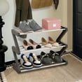 thumbnail image 4 of AuroraX Metal Shoe Rack 3 Tier Stainless Steel Black Shoe Rack Organizer Free Standing Sturdy Corner Space-Saving Vertical Stylish Z-Shape Shoe Storage Organizer for Closet,Entryway,Door, 4 of 6