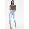 thumbnail image 1 of Urban Planet Women's Refuge London High-Rise Distressed Medium Wash Slim Straight Jean, 1 of 2