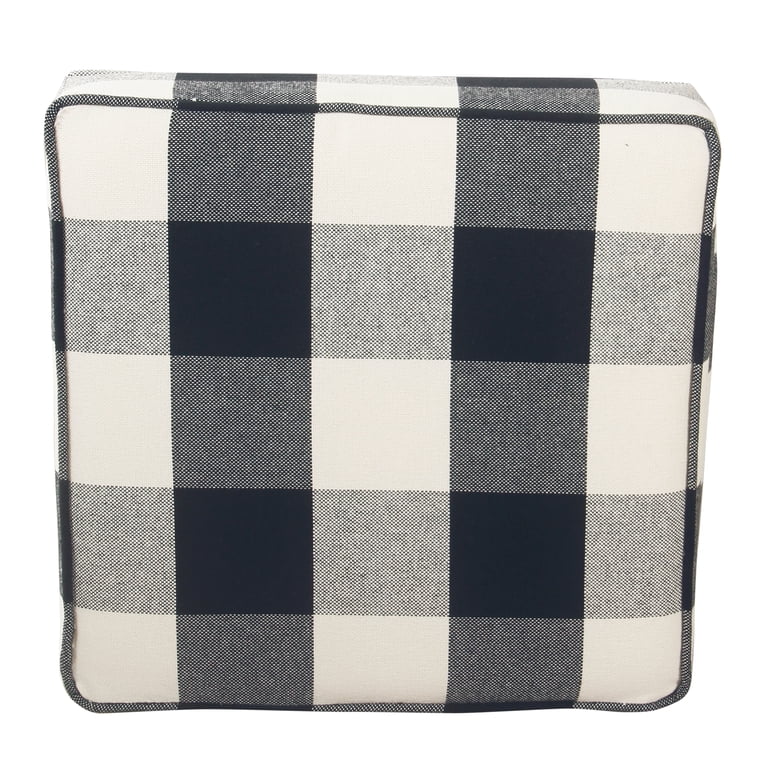 HomePop Square Storage Ottoman, Black Buffalo Plaid photo 4