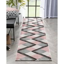 Well Woven Naya Blush Pink Modern Geometric Diamond Boxes Runner Rug (2'7" x 9'10")