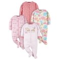 thumbnail image 1 of Pijama con pies para dormir y jugar Gerber Baby Girl, paquete de 4, 1 of 7