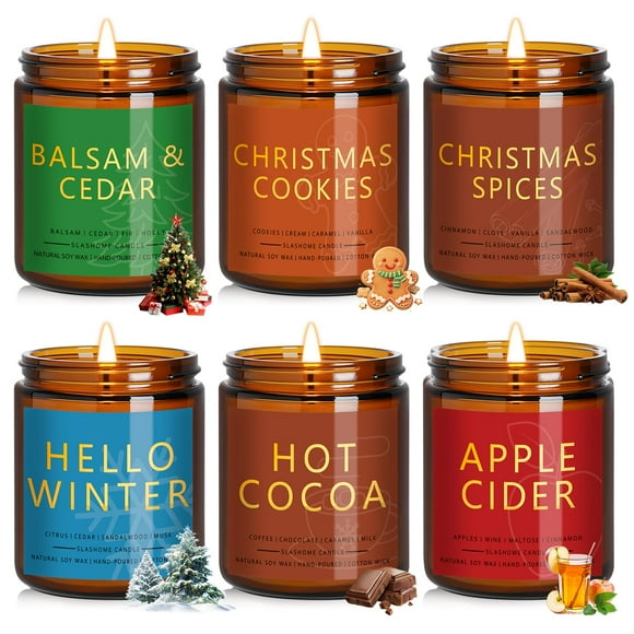 Set de Velas para Regalo Slashome Navidad Invierno 6 Pack 200 mL
