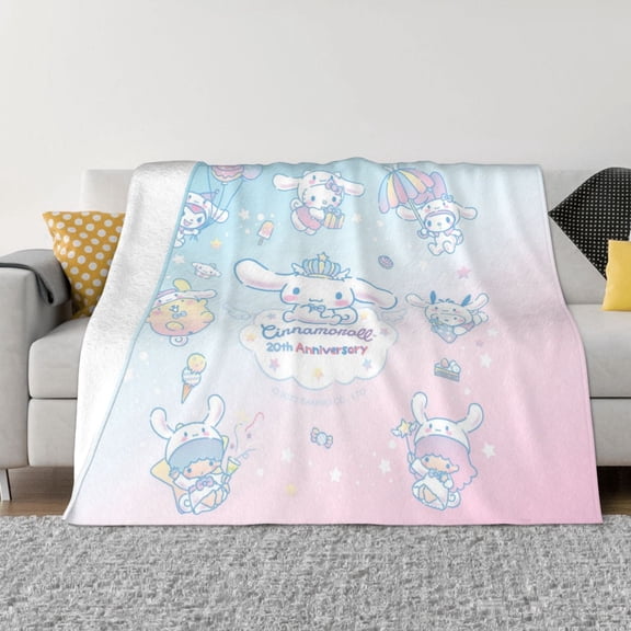 Sanrio Cinnamoroll Throw Blanket Couch Bed Sofa Soft Lightweight Warm Cozy Flannel Fleece Bed Blanket For Kids Adults Gift Multiple Sizes Available 40"X30"