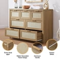thumbnail image 2 of OAKHAM 7 Drawer Dresser, Rattan Wide Chest of Drawers for Bedroom Living Room,Large, Weathered Oak, 2 of 7