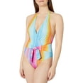 thumbnail image 2 of Rachel Roy OMBRE MULTI STRIPE Printed Halter One-Piece Swimsuit, US Small, 2 of 4