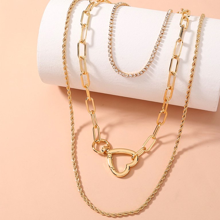 Dropship 6PCS Dainty Layered Choker Necklaces For Women Heart Lock