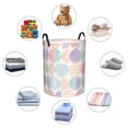 thumbnail image 3 of DouZhe Waterproof Collapsible Large Laundry Baskets, Watercolor Geometric Circle Pink Prints Circular Hamper with Handles, 3 of 6
