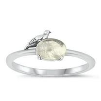 CHOOSE YOUR COLOR Moonstone Bird Ring .925 Sterling Silver Band White CZ Jewelry Female Size 7