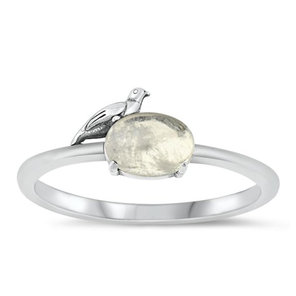 CHOOSE YOUR COLOR Moonstone Bird Ring .925 Sterling Silver Band White CZ Jewelry Female Size 9