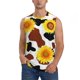 thumbnail image 1 of Fotbe Cow Print Sunflower Men's Camiseta sin Mangas Estampada para Hombres, Playera Casual para Gimnasio, Entrenamiento, Playa-Medium, 1 of 7