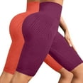thumbnail image 4 of Women's Textured Compression Hip Lifting Fitness Pants, High Waisted Peach Booty Yoga Shorts 2PC Set with Seamless Design, Tummy Control Workout Gear for Gym, Running and Daily Training Brick Red S, 4 of 4