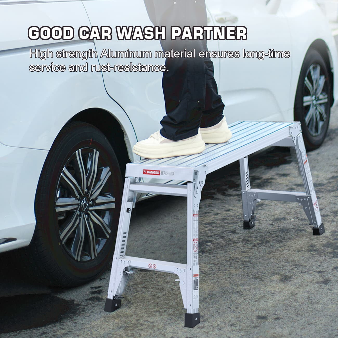 Aukfa Adjustable Work Platform, Portable Bench Folding Ladder,Gray