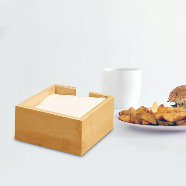 Dispensador de servilletas de bambú perfecl Caja de almacenamiento de servilletas cuadrado