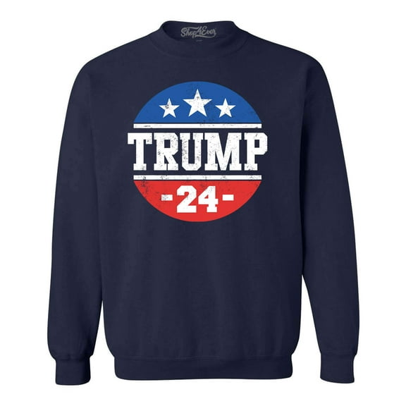 Shop4Ever Men's Donald Trump 24 Presidential Campaign Circle Star Crewneck Sweatshirt XXX-Large Navy