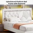 thumbnail image 6 of 4 EVER WINNER Twin Bed Frame with Storage Headboard, Faux Leather Bed Frame with Diamond Tufted Headboard and LED Lights, Wooden Slats Support, Noise Free, No Box Spring Needed, Easy Assembly, White, 6 of 6