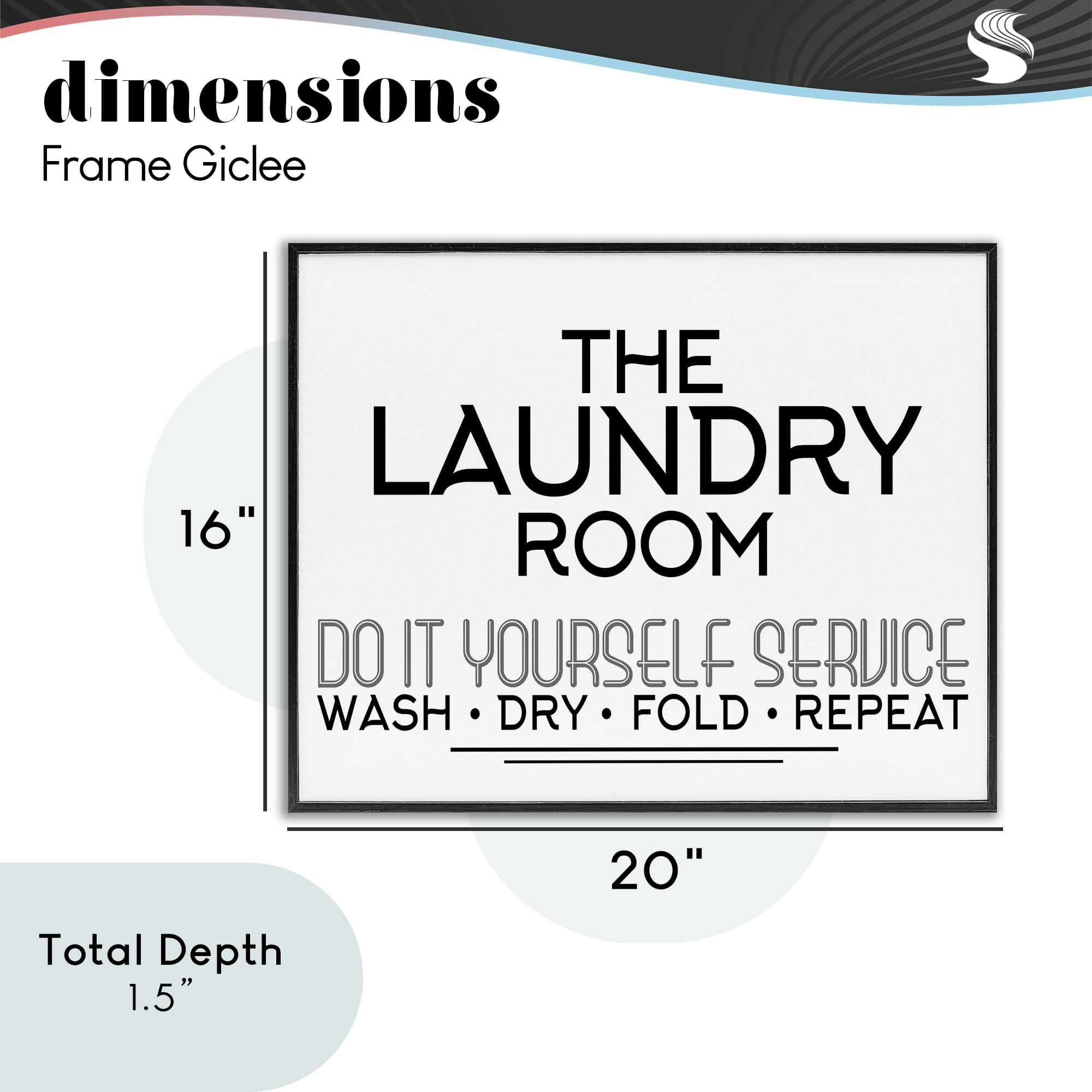 Do It Yourself Laundry Minimal Black Framed Giclee Art, design by Kim Allen