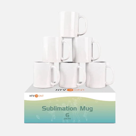 HTVRONT Sublimation Mugs Blank 11 oz - 6 Pack Tazas Para Sublimacion - Sublimation Coffee Mugs