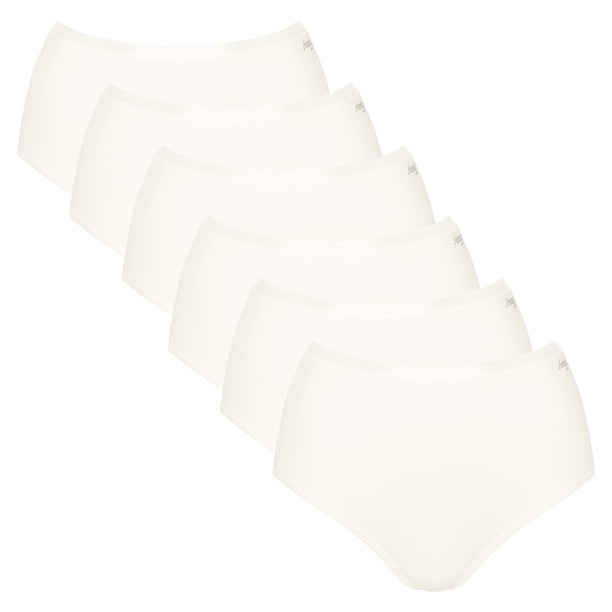 Sloggi Calzoncillos de cintura alta para mujer, pack de 6 - GO Daily Cotton Highwaist 6P, pantalones, algodón elástico Blanco 2XL (XX-Large)