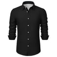 thumbnail image 7 of Stamzod Button Up Shirt Men Business Casual Color Block Long Sleeve Office Dress Shirts Men's Clothing Black XXL, 7 of 7