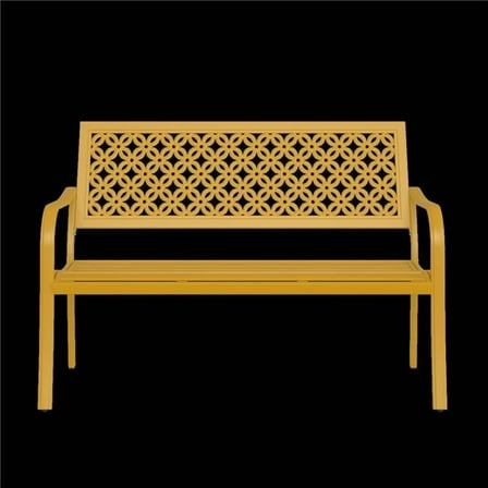 InQrands GD-YL Outdoor Garden Bench with Anti-Rust Metal Powder Coated Frame, Patio Bench for Front Porch Park, Yellow