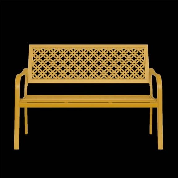 InQrands GD-YL Outdoor Garden Bench with Anti-Rust Metal Powder Coated Frame, Patio Bench for Front Porch Park, Yellow