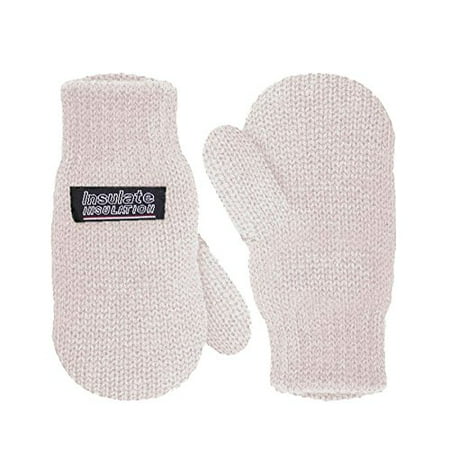Xcr Womens Mitten - SANREMO Unisex Kids Toddler Knitted Fleece Lined Warm Winter Mittens (4-7 Years, Off White)