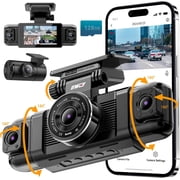 IIWEY N5 4 Channel Dash Cam 360° View, 1080P Front and Rear Inside, Left Right Dash Camera for Cars, 8 IR Lamps Night Vision, 5G WiFi & APP Control, G-Sensor, Parking Mode, with a Free 128GB SD Card