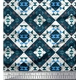 thumbnail image 1 of Soimoi White Modal Satin Fabric Check & Geometric Decor Fabric Printed Yard 42 Inch Wide, 1 of 5