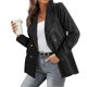 thumbnail image 1 of Women's Corduroy Jacket Solid Color Loose Lapel Coat Fashion Long Sleeve Outwear for Autumn Winter New, 1 of 5
