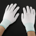 thumbnail image 2 of 4 Pair ESD PC Computer Working Anti-Skid Anti Skid Anti-Static White Gloves New, 2 of 8