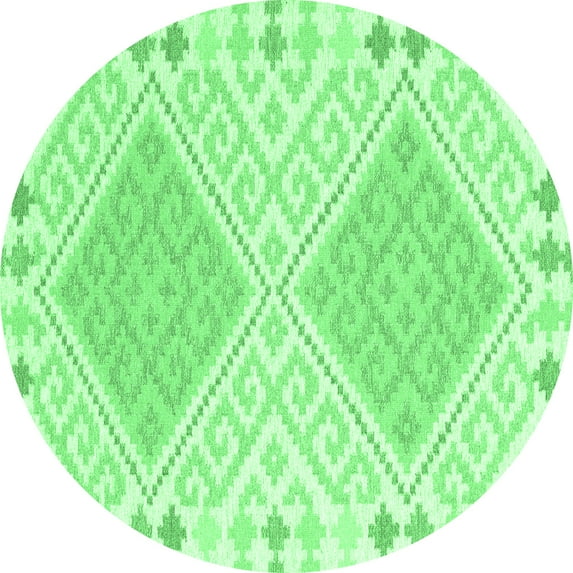 Ahgly Company Indoor Round Southwestern Emerald Green Country Area Rugs, 3' Round