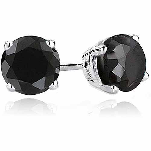 6mm Mens Earring 925 Sterling Silver Round Black Simulated Diamond Stud 