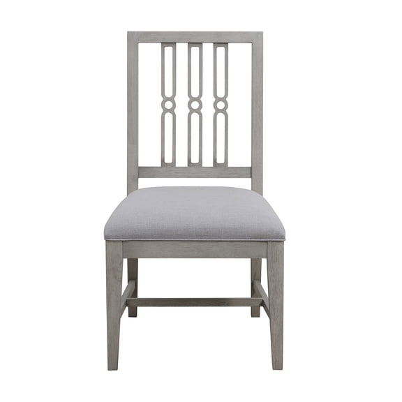 Casual Upholstered Dining Side Chair in Grey Birch