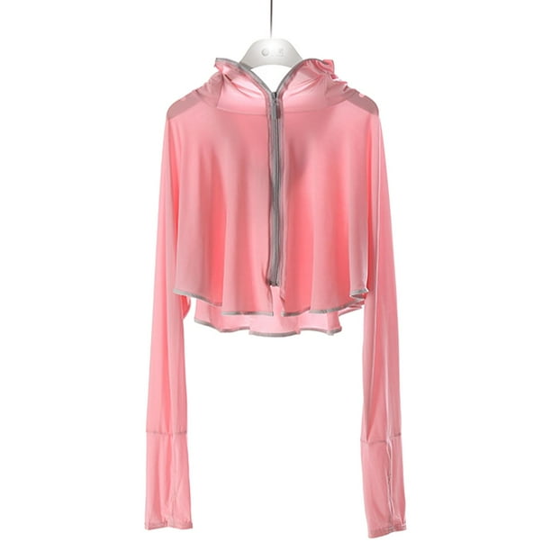 Camisa de ropa de protección solar para mujeres delgadas, blusas de ropa de playa, de manga larga de verano a prueba de sol, chaqueta de protec Rosa Soledad Ropa de protección solar