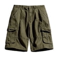 thumbnail image 4 of Summer Plus Size Men's Shorts Elastic Waist Lightweight Cargo Shorts with Side Pockets Solid Color Basic Essentials Summer Vacation Beach Fashion Athletic Gym Biking Pants, 4 of 4