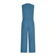 thumbnail image 6 of QATAINLAV Summer Rompers for Women Sleeveless Adjustable Strap Onesies Shorts Cotton Casual Wide Jumpsuits with Pockets Blue M, 6 of 7