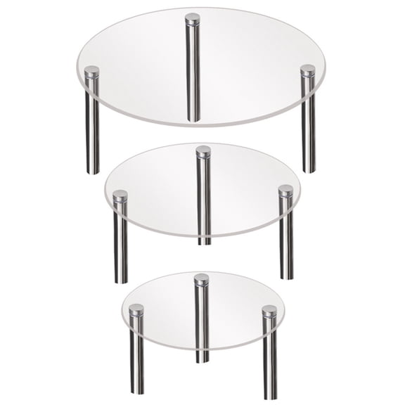 3 Pcs Chirtmas Decor Round Display Stand Counter Tray Acrylic Cupcake Wedding Holder Metal