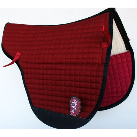 Leather Jumping Saddle - Horse Quilted English Endurance Treeless Jumping Saddle Pad Burgundy 6403BG