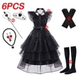 thumbnail image 5 of Addams disfraces de Halloween para niñas, disfraz de princesa de cumpleaños, vestidos de Cosplay de Carnaval de fantasía negra para niños, 5 of 5