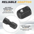 thumbnail image 3 of 4pcs Impact Socket Adapter 3/8" Square Drive 1/4" Hex Shank 2.6" Long Extension Bit for Axle Nut Driver Drill Sockets, Black, 3 of 6