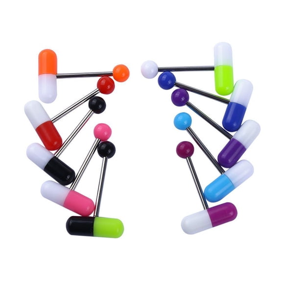 E-Pill/Molly Tongue Ring UV 14G (1.6mm) Acrylic (Packaged Deal (10) Pieces (B/4/5)