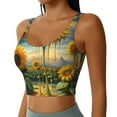 thumbnail image 2 of Fuzoiu Artistic Oil Painting Sunflower Print Women's Sports Vest,U-Back Sports Tank,Gym Vests,Athletic Sleeveless Shirts,Exercise Undershirts,Yoga, Gym, and Dance Wear-X-Large, 2 of 8