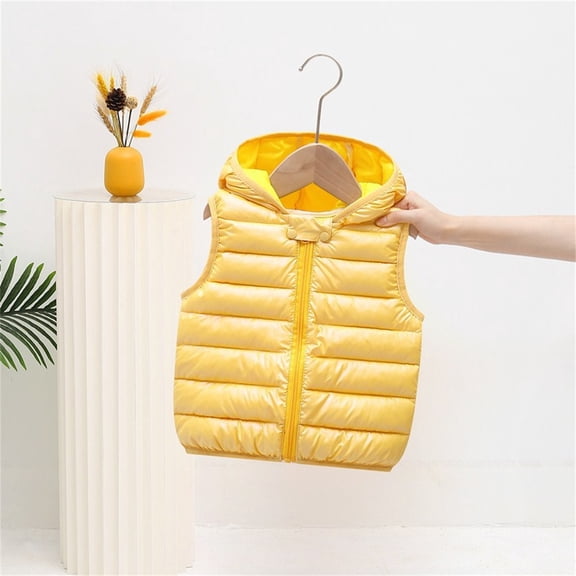 SHUNSUI Kids Hooded Vest Ears Design Winter Sleeveless Coat Outerwear Boys Girls Size 2-3 Years
