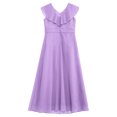 thumbnail image 5 of DPOIS Junior Girls V Neck High Waist Bridesmaid Dress A-Line Floor-Length Ruffle Chiffon Party Dress, 5 of 5