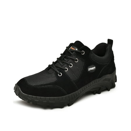 

Mens Lightweight Hiking Shoes Outdoor Training Sneakers Non-slip Breathable Fitness Shoes Comfortable Lace-up Shoes Black 10 US