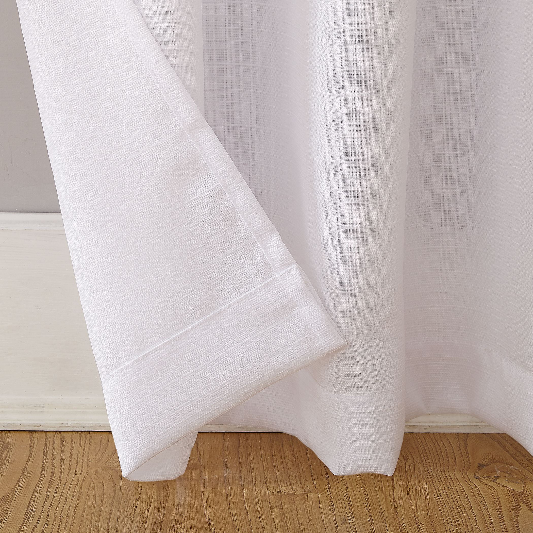 Mainstays Lauren Semi Sheer Textured Solid Rod Pocket Curtain, Single Panel, White, 38" W x 84"L